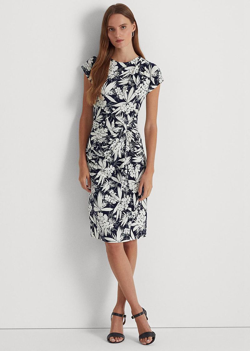 Sukienka Lauren Damska Granatowe Z Motywem Twist-Front Jersey 357906-OLX